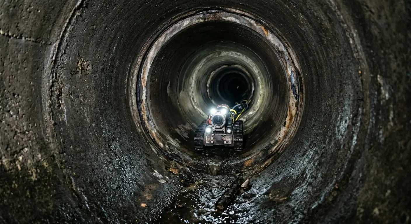 Robotic sewer camera inspecting pipe interior for Sewer Line Repair in Milledgeville